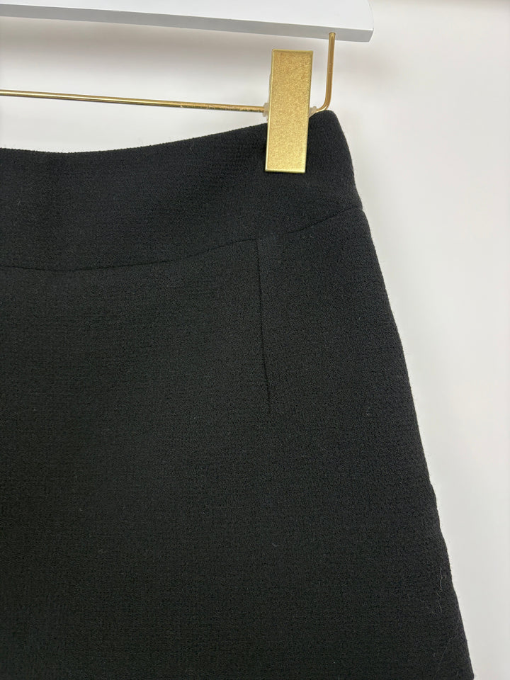 Top Quality Chanel Black Pleated Panel Skirt with Gold CC Back Pocket Button Detail Size FR 36/38 (UK 8-10)