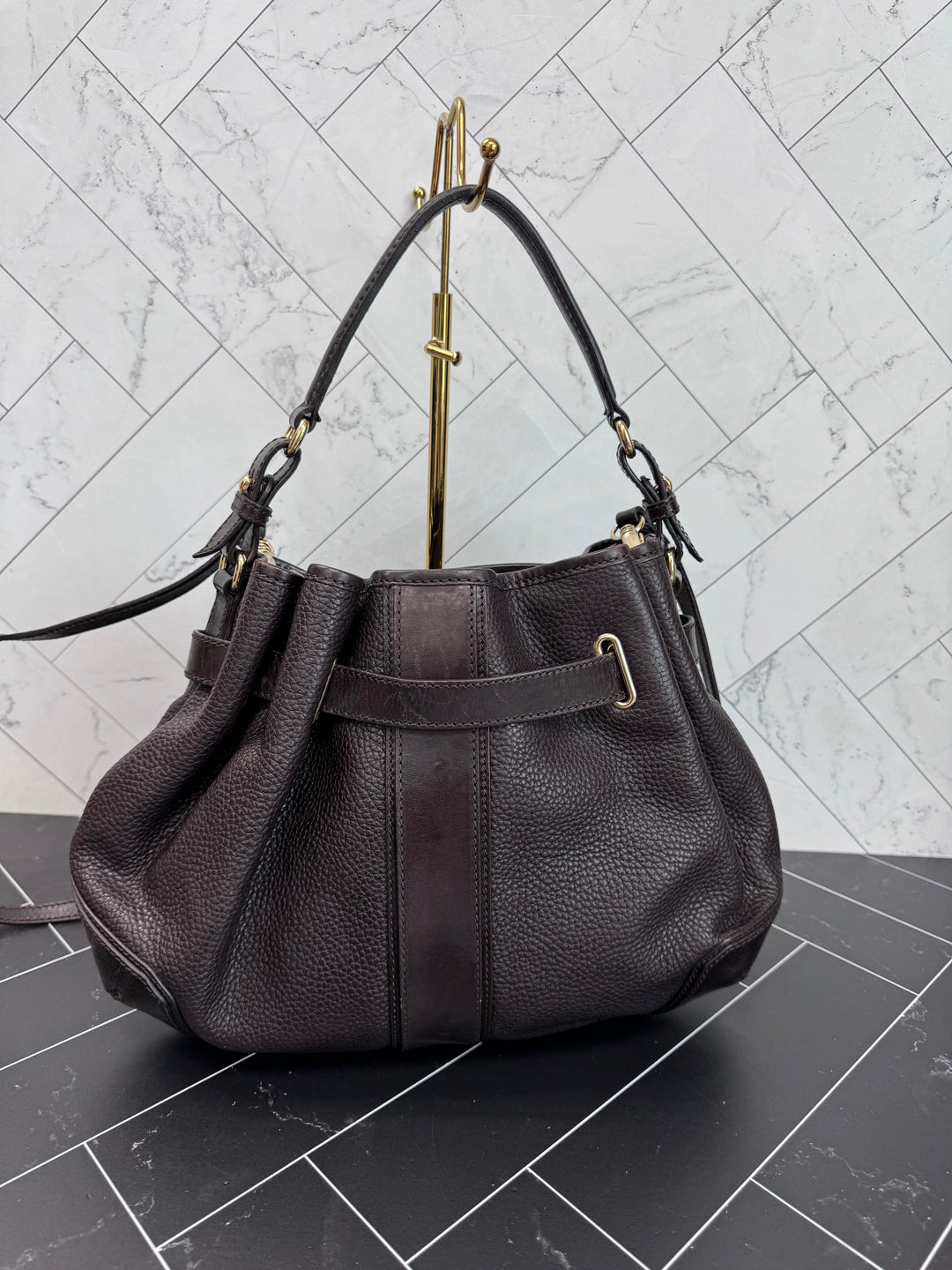 Burberry Brown Leather Hobo 2Way Bag