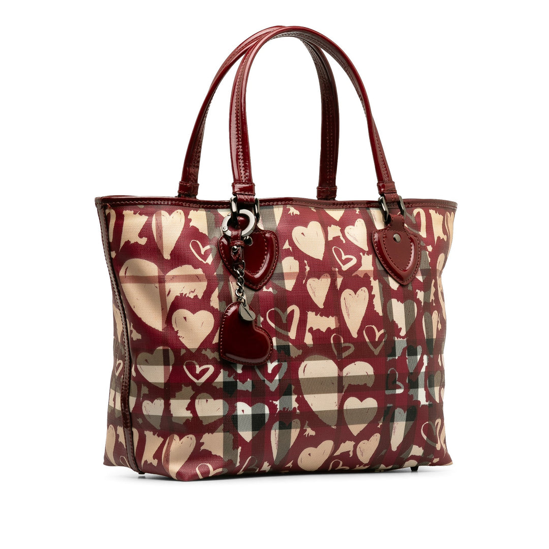 BURBERRY Super Nova Check Hearts Tote Tote Bag