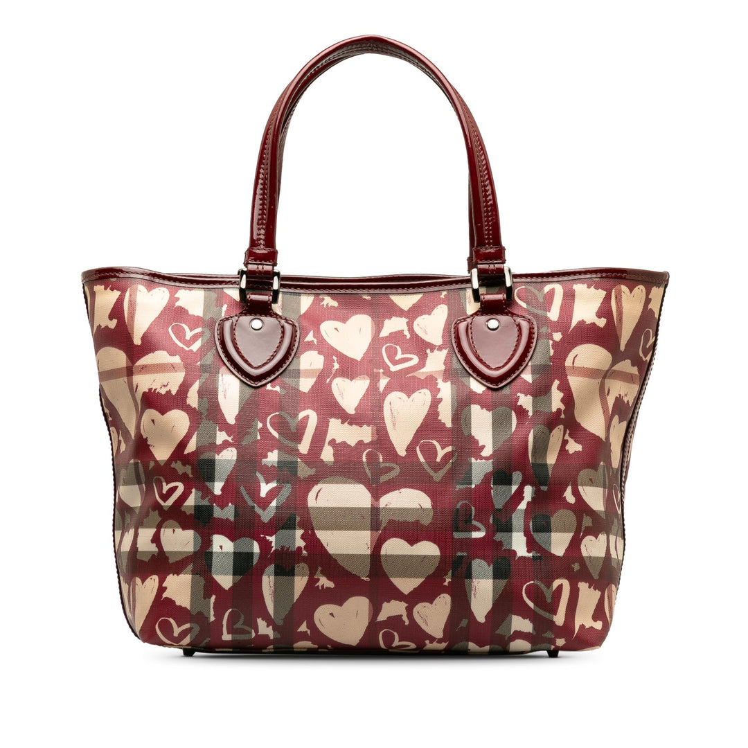 BURBERRY Super Nova Check Hearts Tote Tote Bag