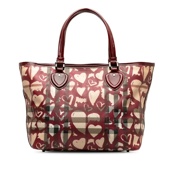 BURBERRY Super Nova Check Hearts Tote Tote Bag