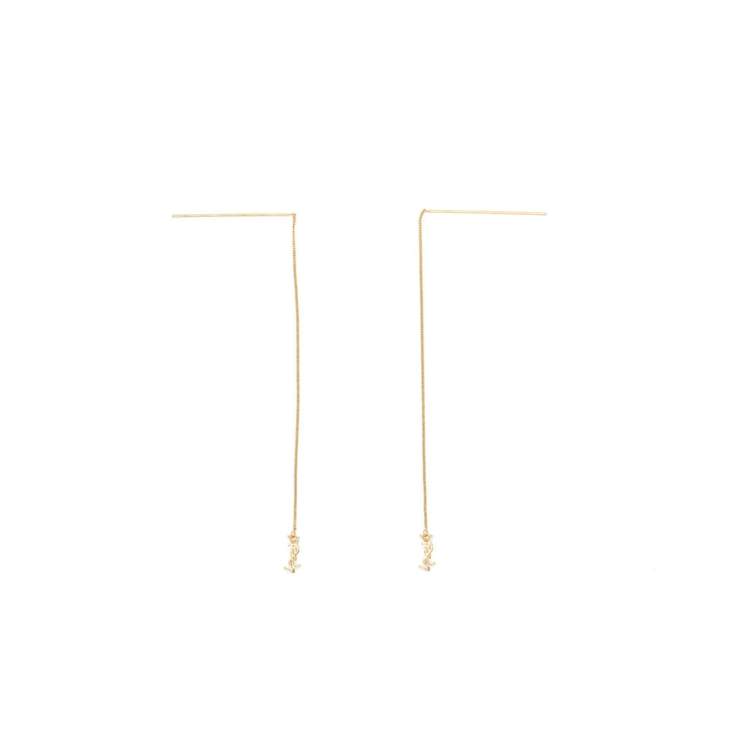 Saint Laurent/YSL Logo Dropped Earrings Gold Tone