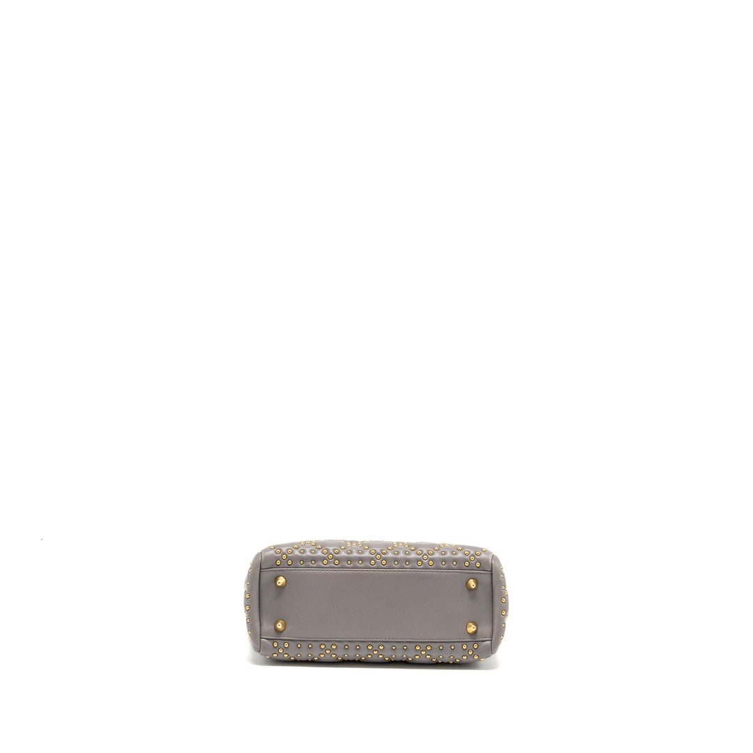 Top quality Dior Small Supple Lady Top quality Dior Studded Calfskin Grey