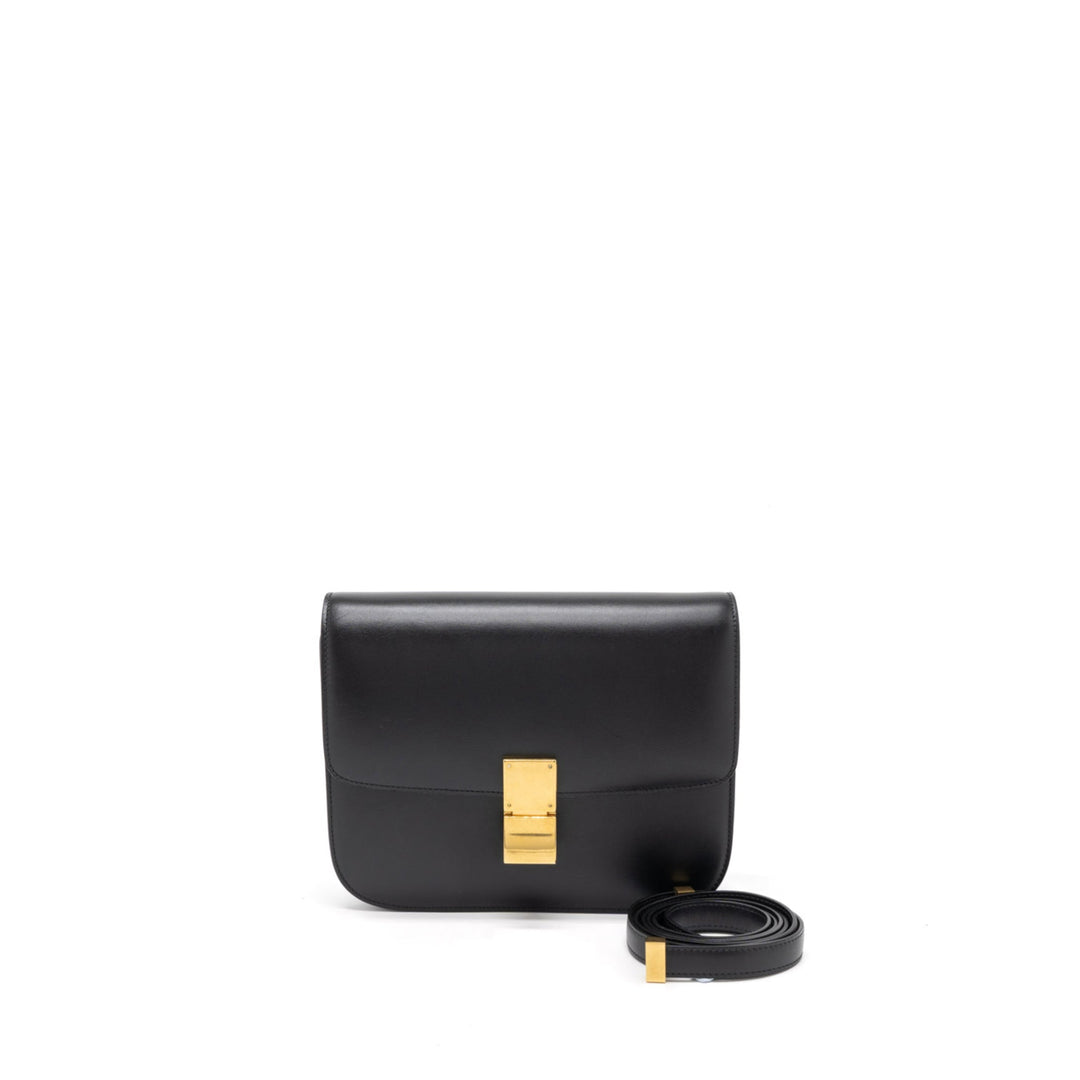 Top Quality Celine Medium Classic Box Calfskin Black Brushed