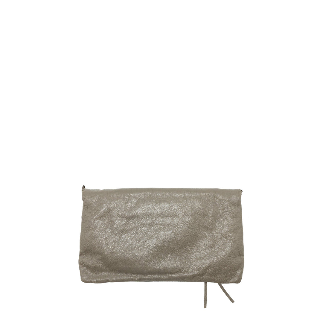 Top Quality Balenciaga City Fold Clutch/Shoulder Bag Leather Grey Ruthenium Hardware