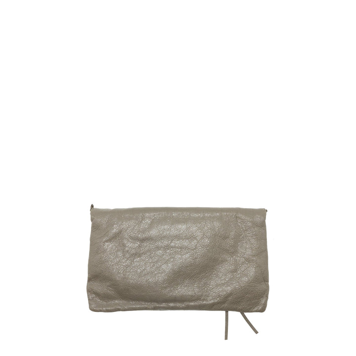Top Quality Balenciaga City Fold Clutch/Shoulder Bag Leather Grey Ruthenium Hardware