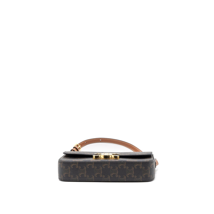 Top Quality Celine Triomphe Shoulder Bag Calfskin/Triomphe Canvas Brown/Multicolour