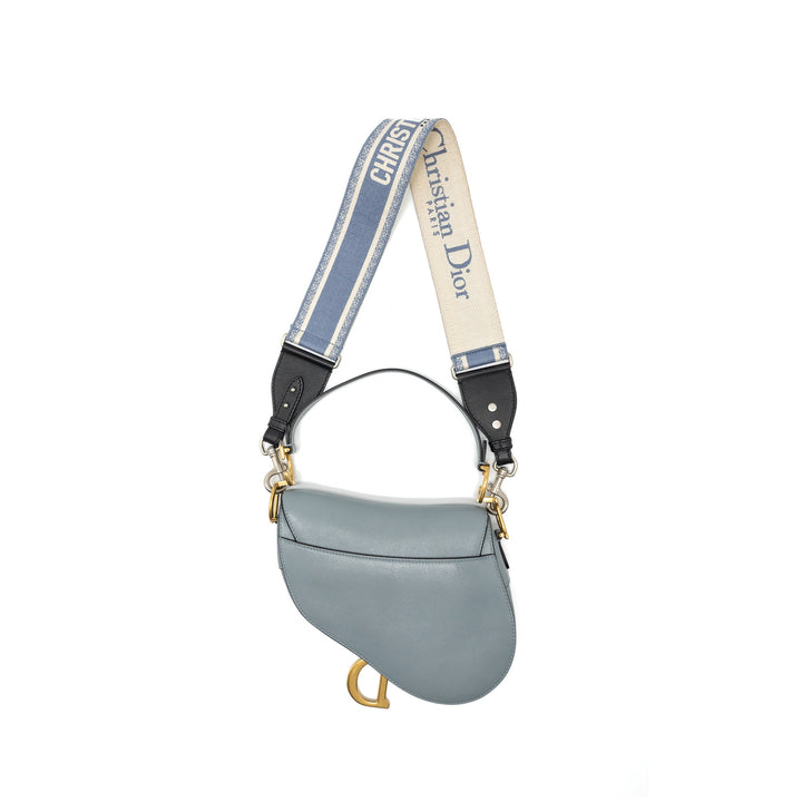 Top quality Dior Medium Saddle Bag Goatskin Light Blue