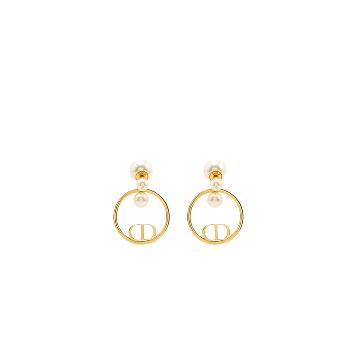Top quality Dior pearl and CD round drop earrings gold tone