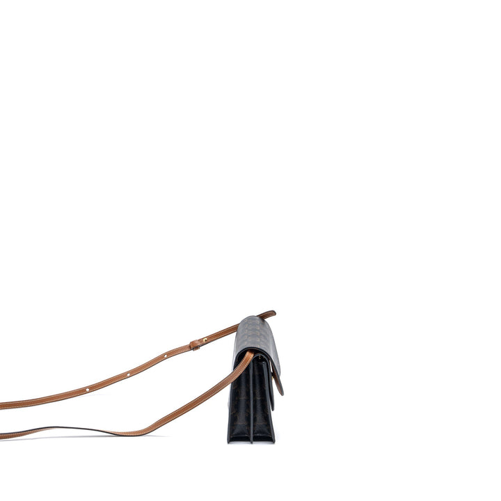 Top Quality Celine Wallet On Strap Triomphe Canvas/Smooth Lambskin Tan