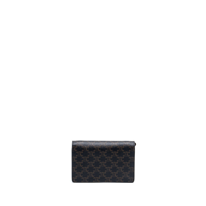 Top Quality Celine Wallet On Strap Triomphe Canvas/Smooth Lambskin Tan