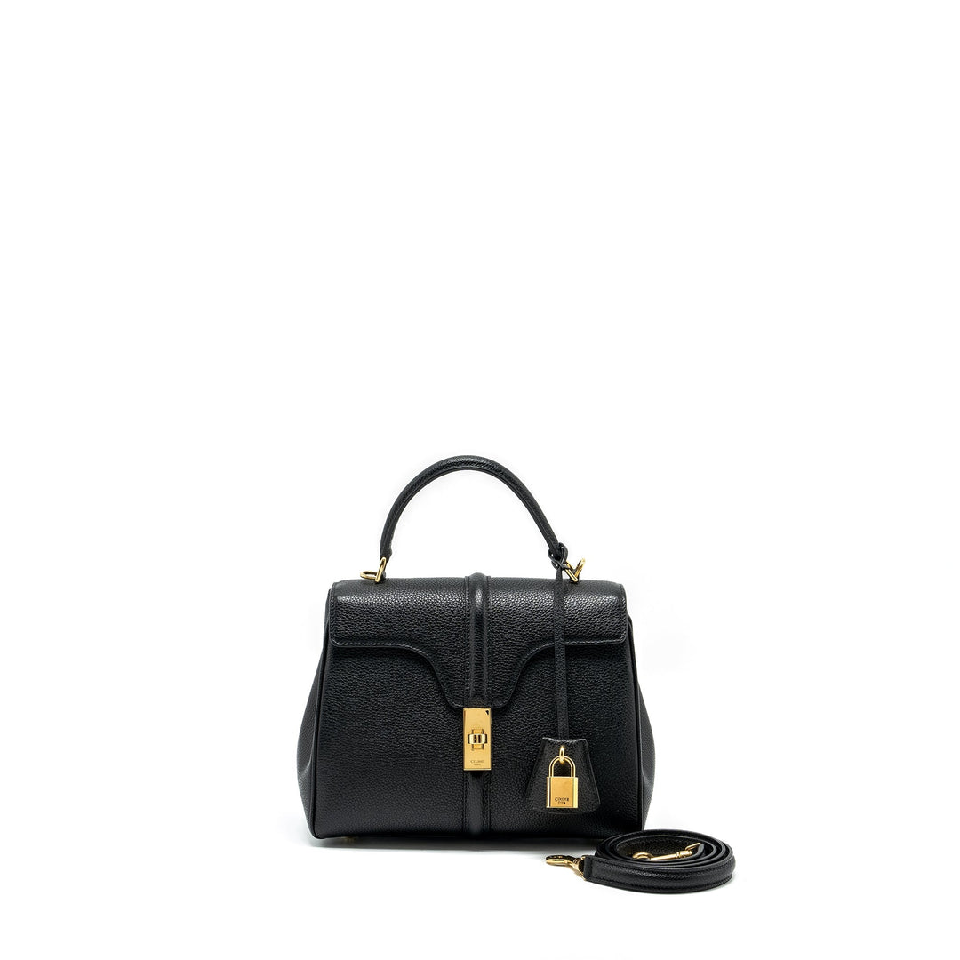 Top Quality Celine Small 16 Bag Grained Calfskin Black