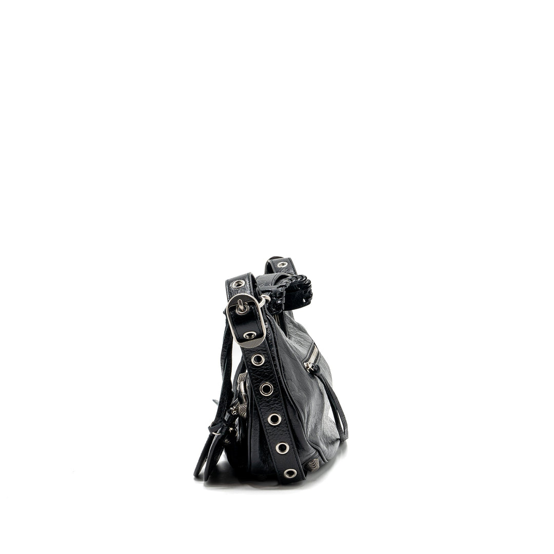 Top Quality Balenciaga Le Cargole Small Shoulder Bag Lambskin Black SHW