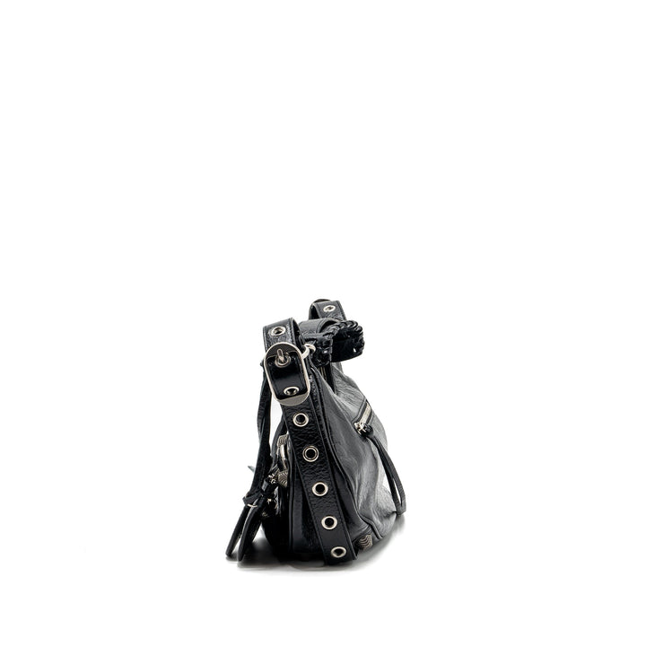 Top Quality Balenciaga Le Cargole Small Shoulder Bag Lambskin Black SHW