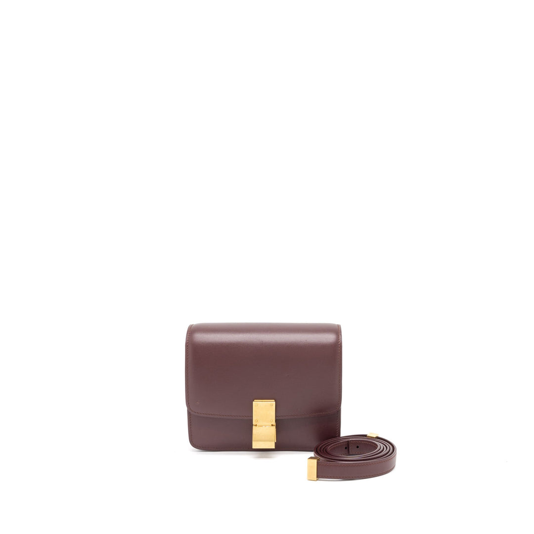 Celine Mini Box Calfskin Burgundy Brushed