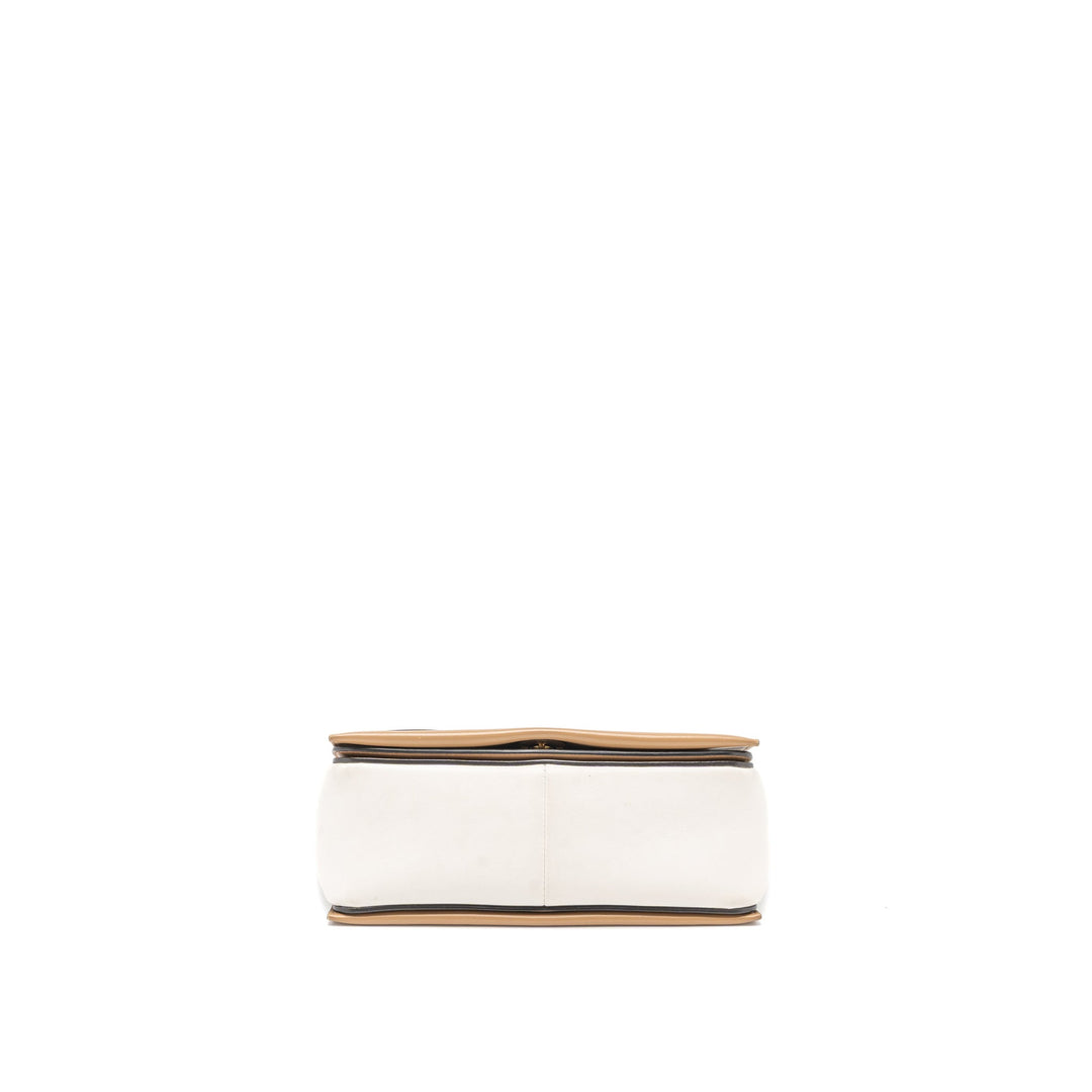 Celine Frame Bag Calfskin Cream/Brown Brushed