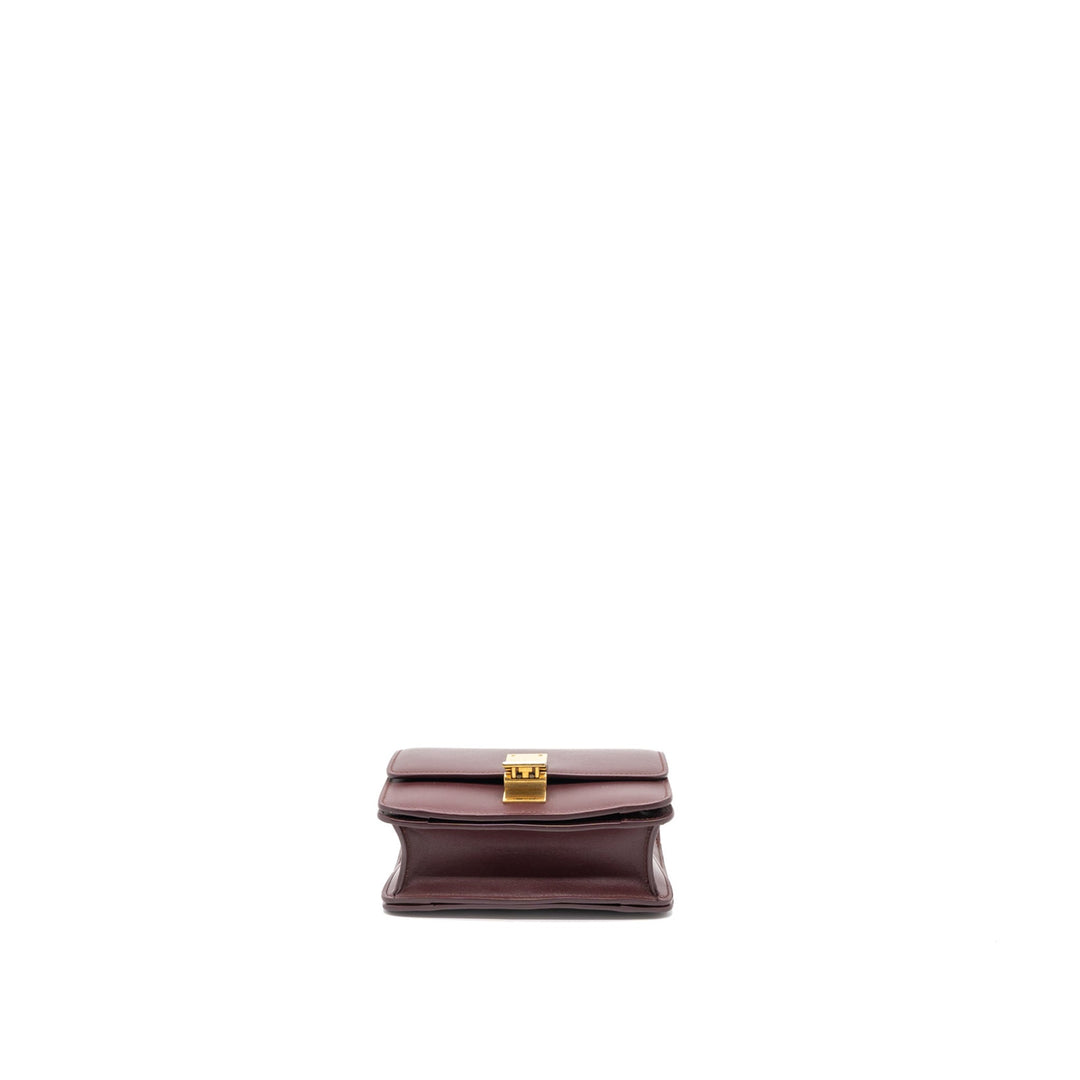 Celine Mini Box Calfskin Burgundy Brushed