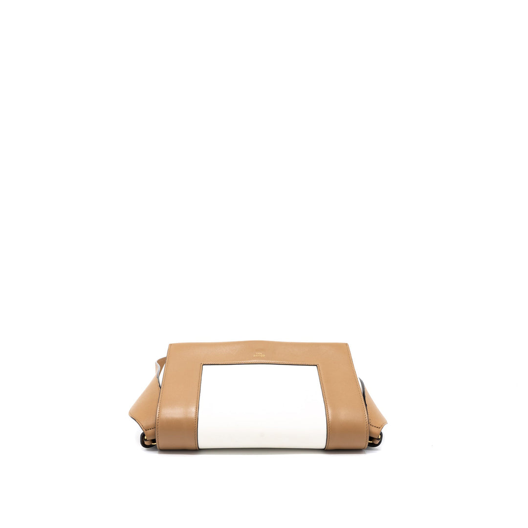 Celine Frame Bag Calfskin Cream/Brown Brushed