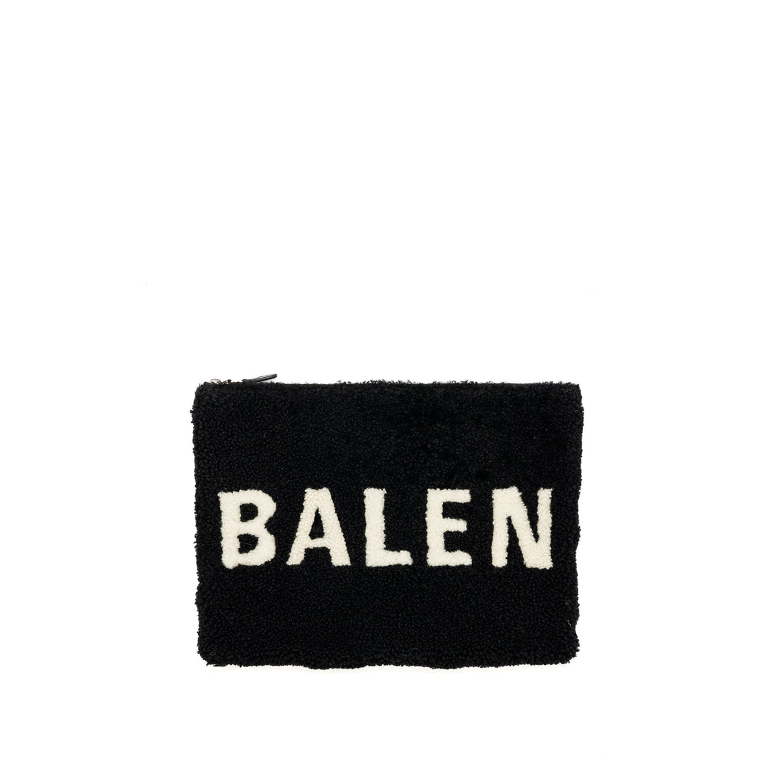 Top Quality Balenciaga zip pouch clutch shearling black/ white SHW