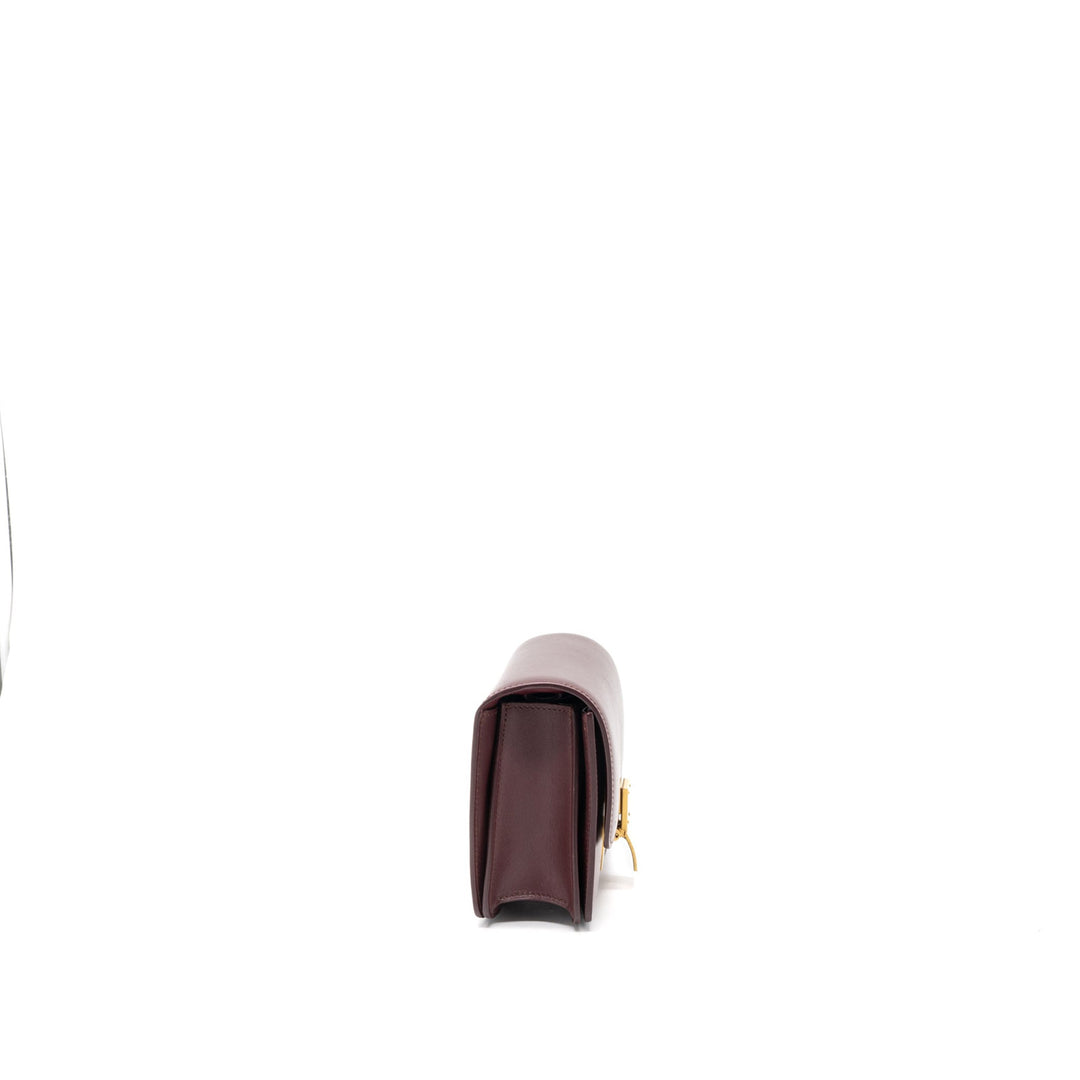 Celine Mini Box Calfskin Burgundy Brushed
