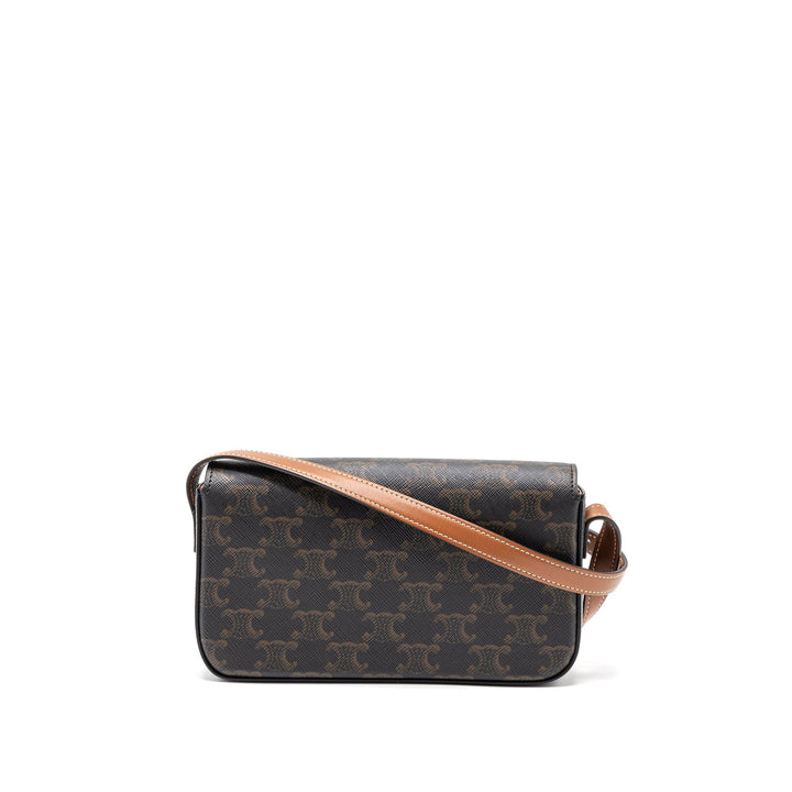 Top Quality Celine Triomphe Shoulder Bag Calfskin/Triomphe Canvas Brown/Multicolour
