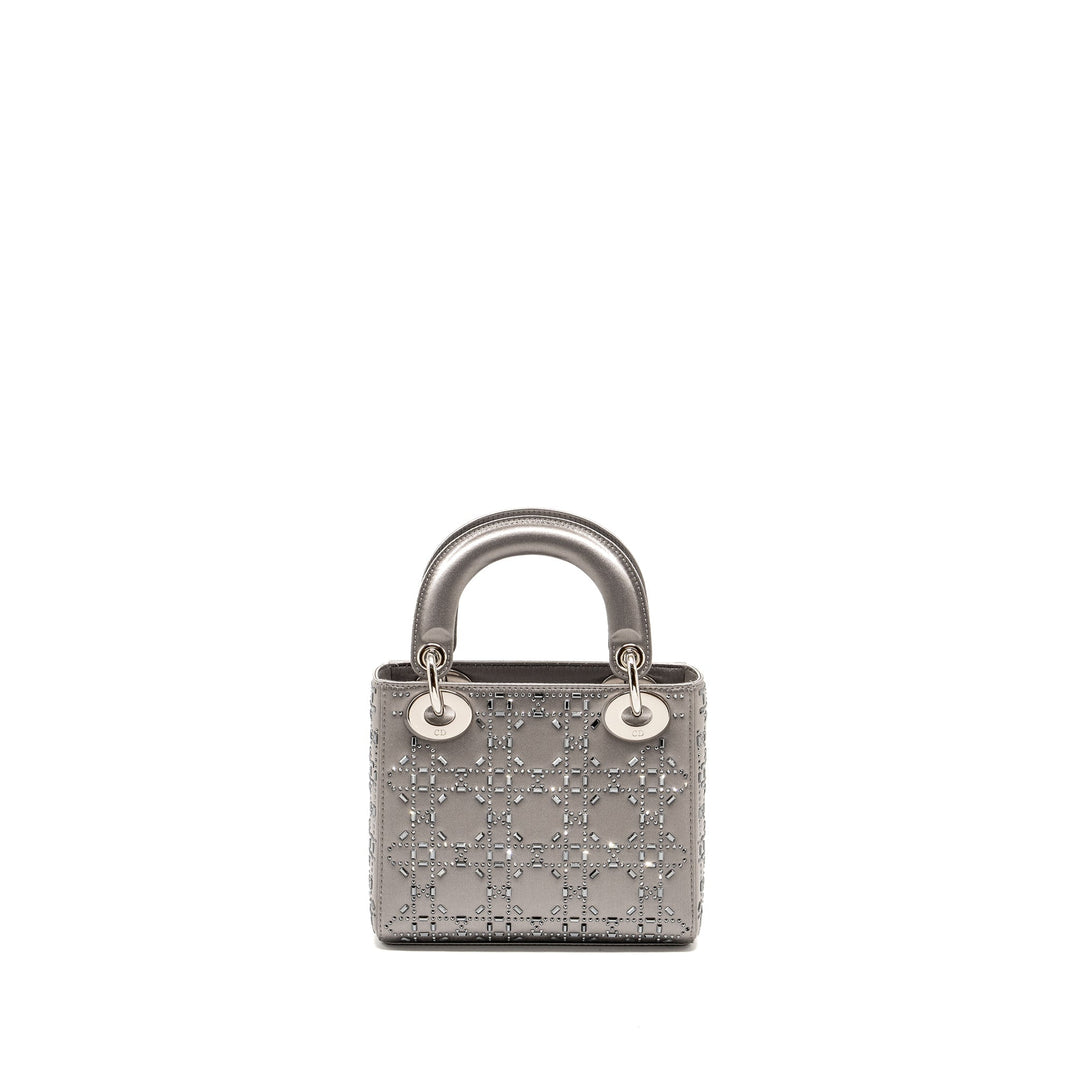 Top quality Dior Mini Lady Top quality Dior Stain Crystal Grey