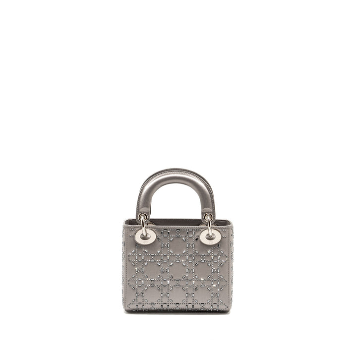 Top quality Dior Mini Lady Top quality Dior Stain Crystal Grey