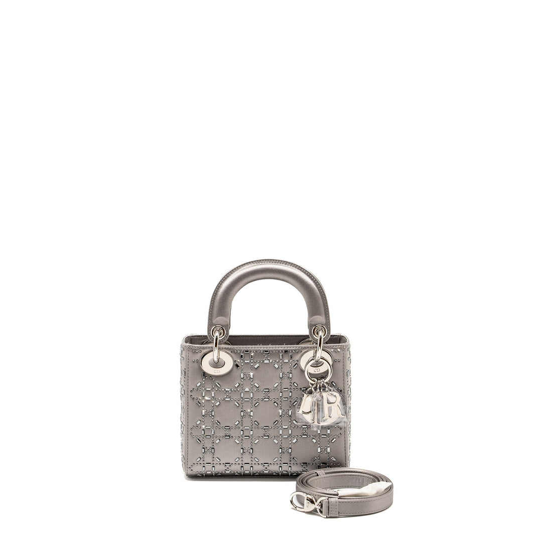 Top quality Dior Mini Lady Top quality Dior Stain Crystal Grey