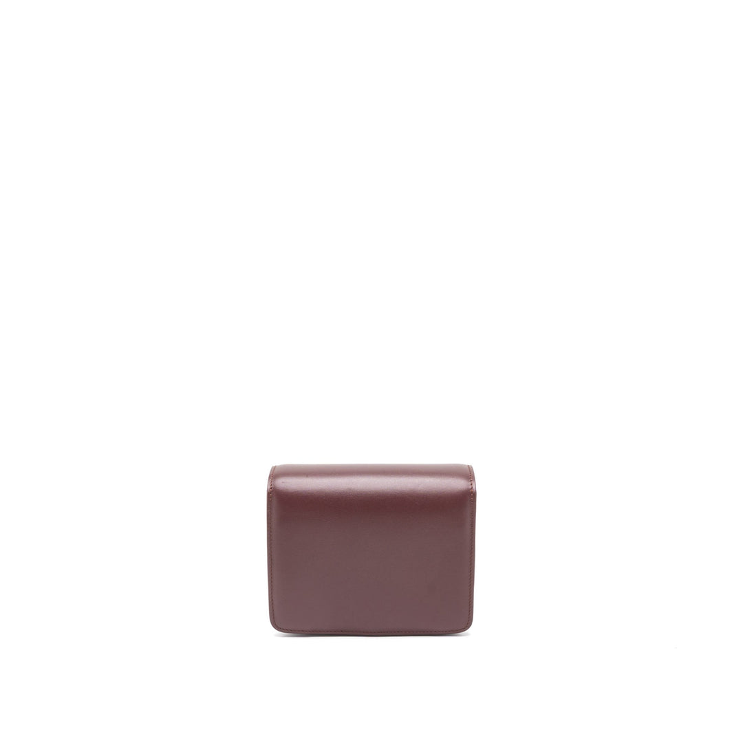 Celine Mini Box Calfskin Burgundy Brushed
