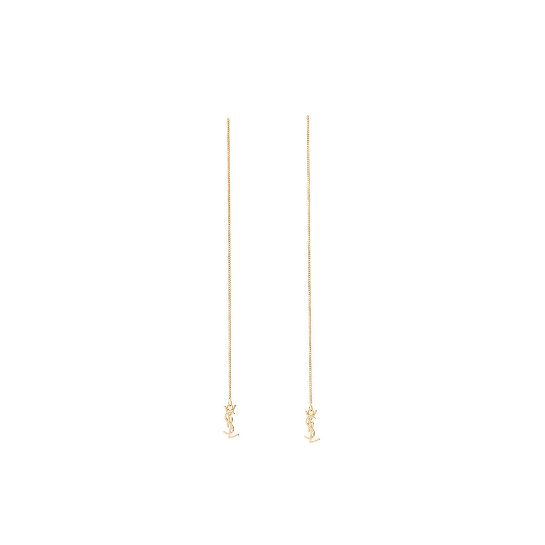 Saint Laurent/YSL Logo Dropped Earrings Gold Tone