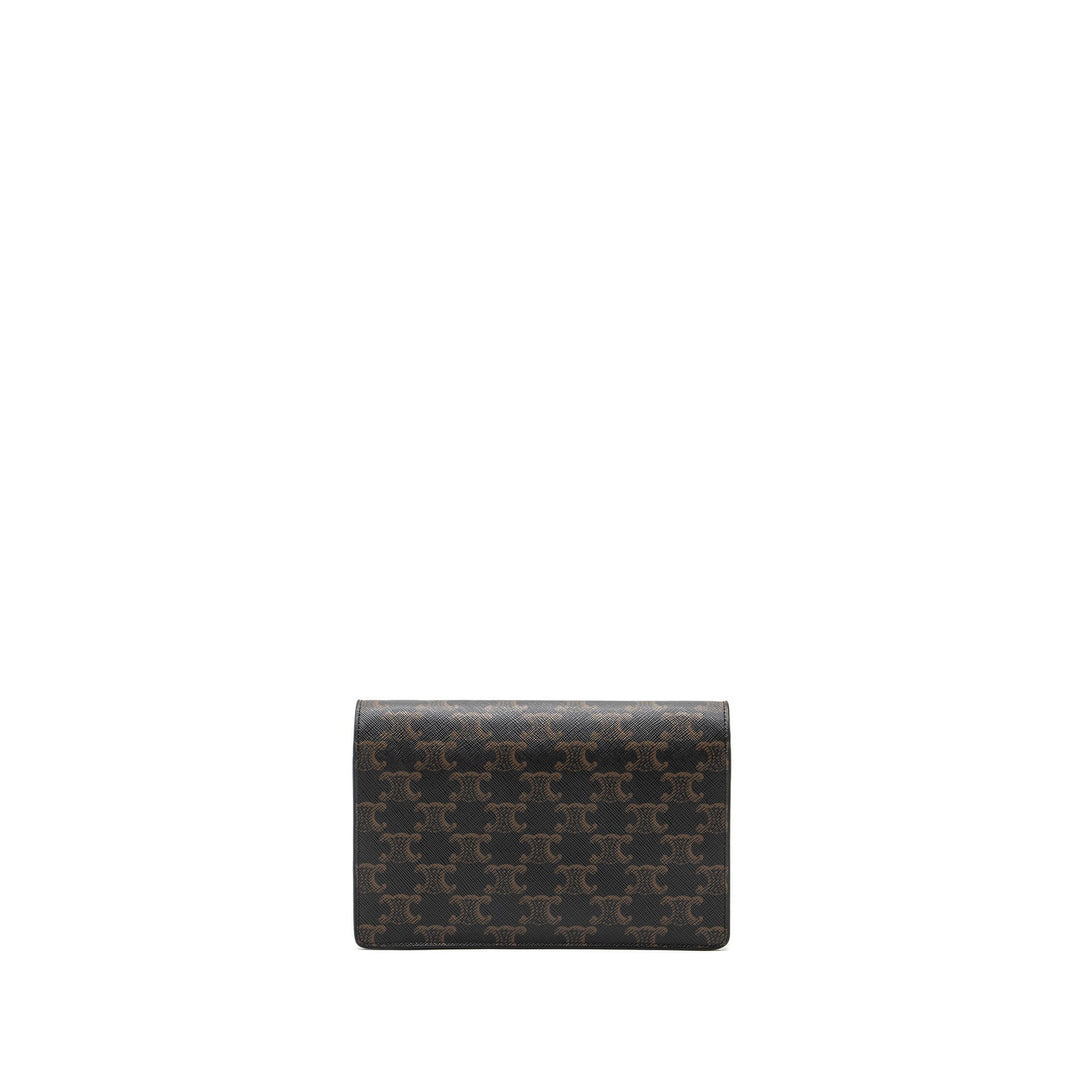 Top Quality Celine wallet on strap triomphe canvas / lambskin tan
