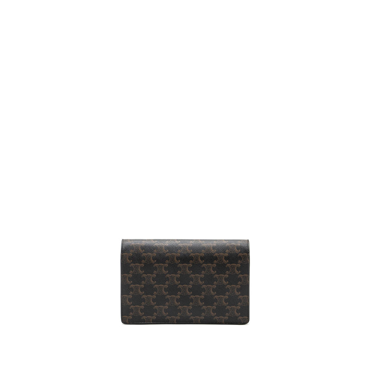 Top Quality Celine wallet on strap triomphe canvas / lambskin tan