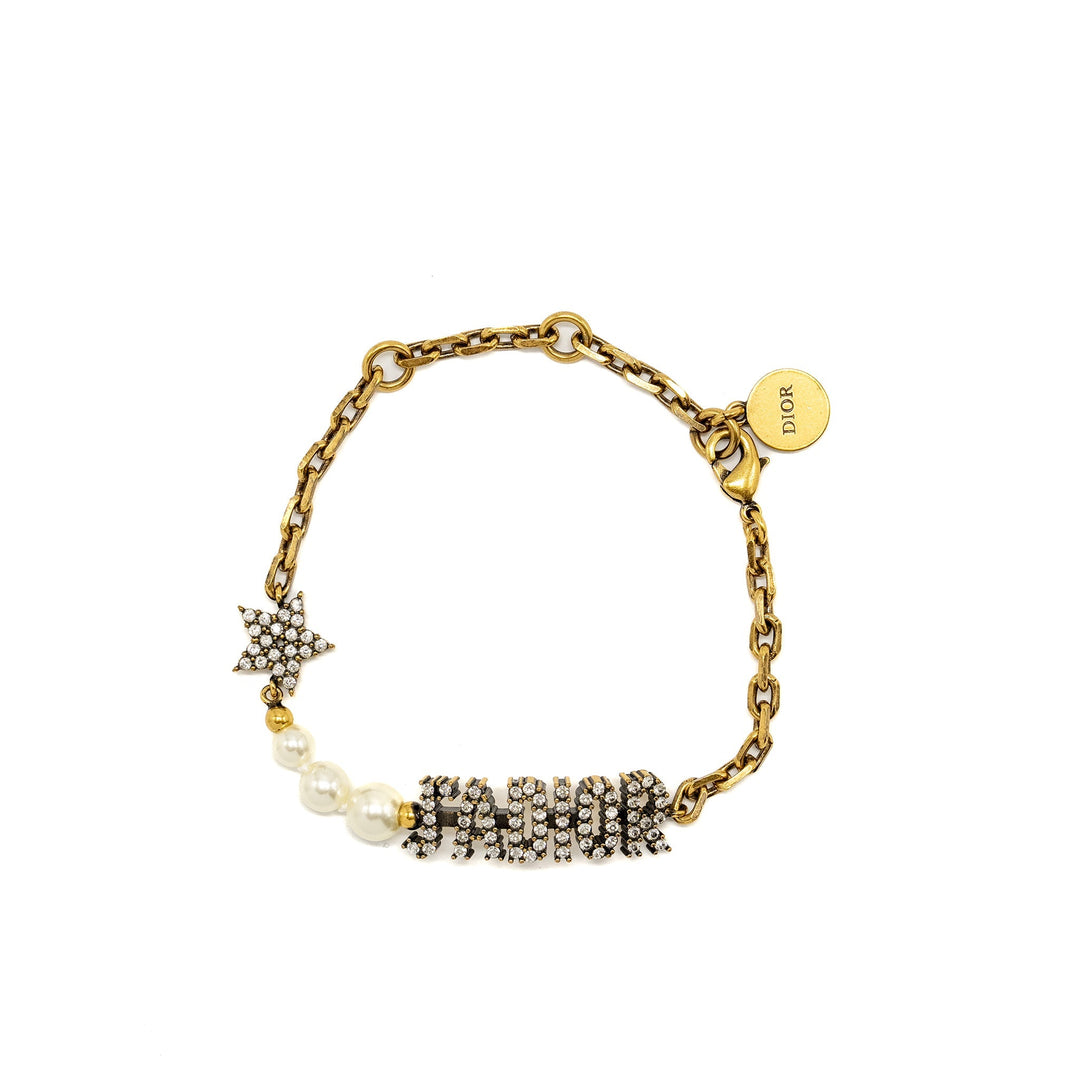 Top quality Dior J'aTop quality Dior Star/Pearl Crystal Bracelet Gold Tone