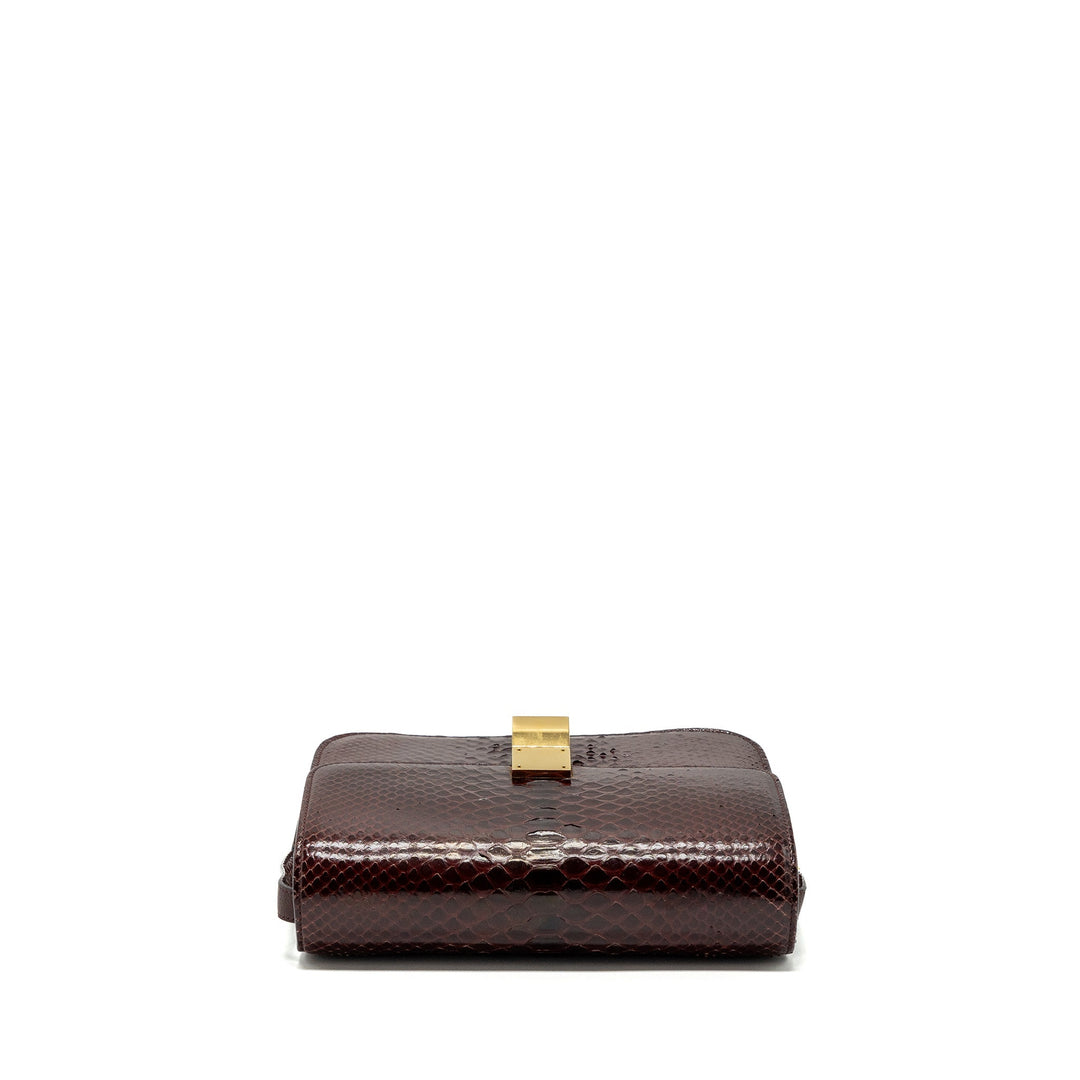 Celine medium classic box bag python burgundy