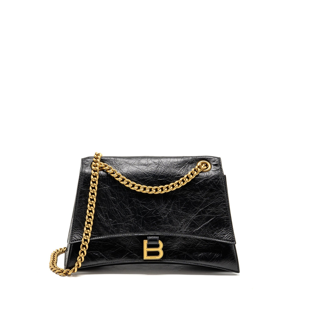 Top Quality Balenciaga Medium Women’s Crush Chain Bag Calfskin Black GHW