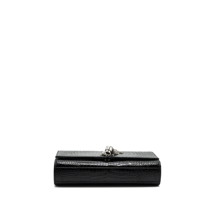 Saint Laurent/YSL Kate Tassel Croc-embossed calfskin Black SH