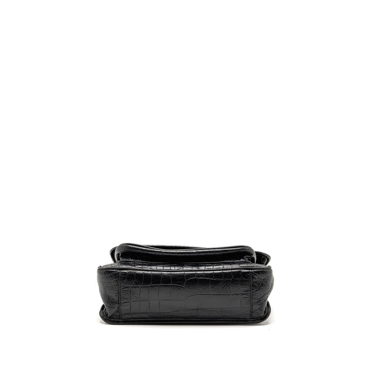 Saint Laurent/YSL Medium Niki Bag Crocodile-Embossed Black Calfskin Black Hardware