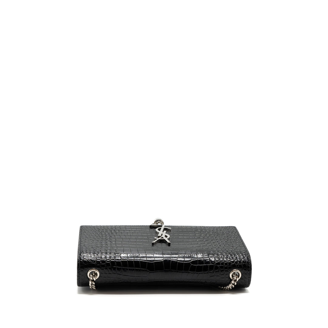 Saint Laurent/YSL Kate Tassel Croc-embossed calfskin Black SH