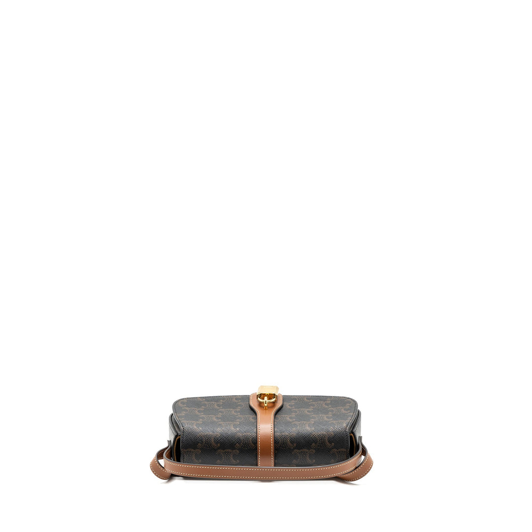 Celine Clutch On Strap Tabou Triomphe Canvas/ Calfskin Tan