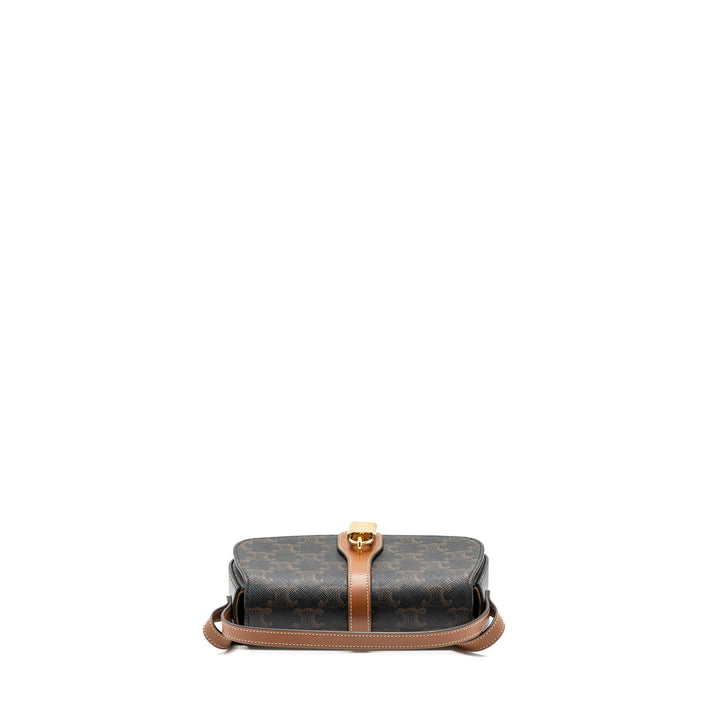 Celine Clutch On Strap Tabou Triomphe Canvas/ Calfskin Tan