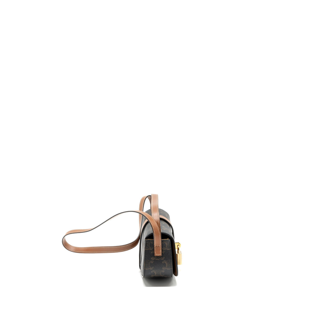 Celine Clutch On Strap Tabou Triomphe Canvas/ Calfskin Tan