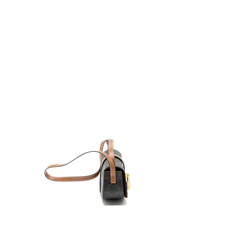 Celine Clutch On Strap Tabou Triomphe Canvas/ Calfskin Tan