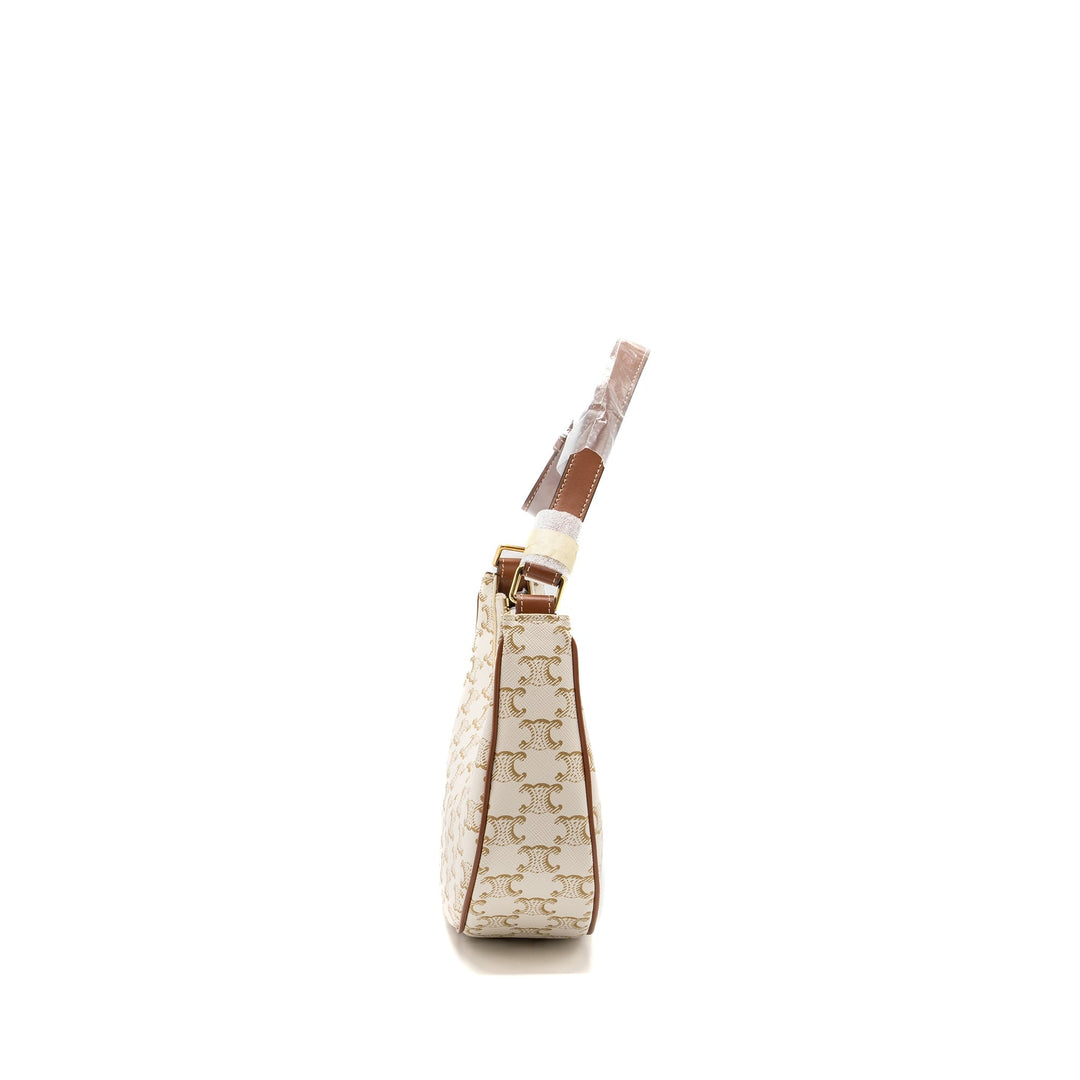 Top Quality Celine Ava Bag Triomphe Canvas/Calfskin White