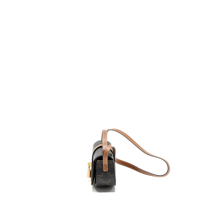 Celine Clutch On Strap Tabou Triomphe Canvas/ Calfskin Tan