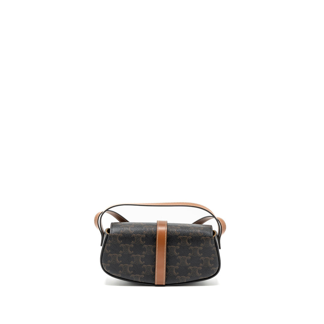Celine Clutch On Strap Tabou Triomphe Canvas/ Calfskin Tan