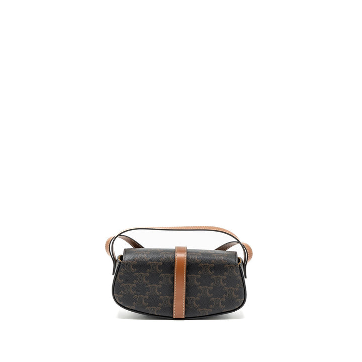 Celine Clutch On Strap Tabou Triomphe Canvas/ Calfskin Tan