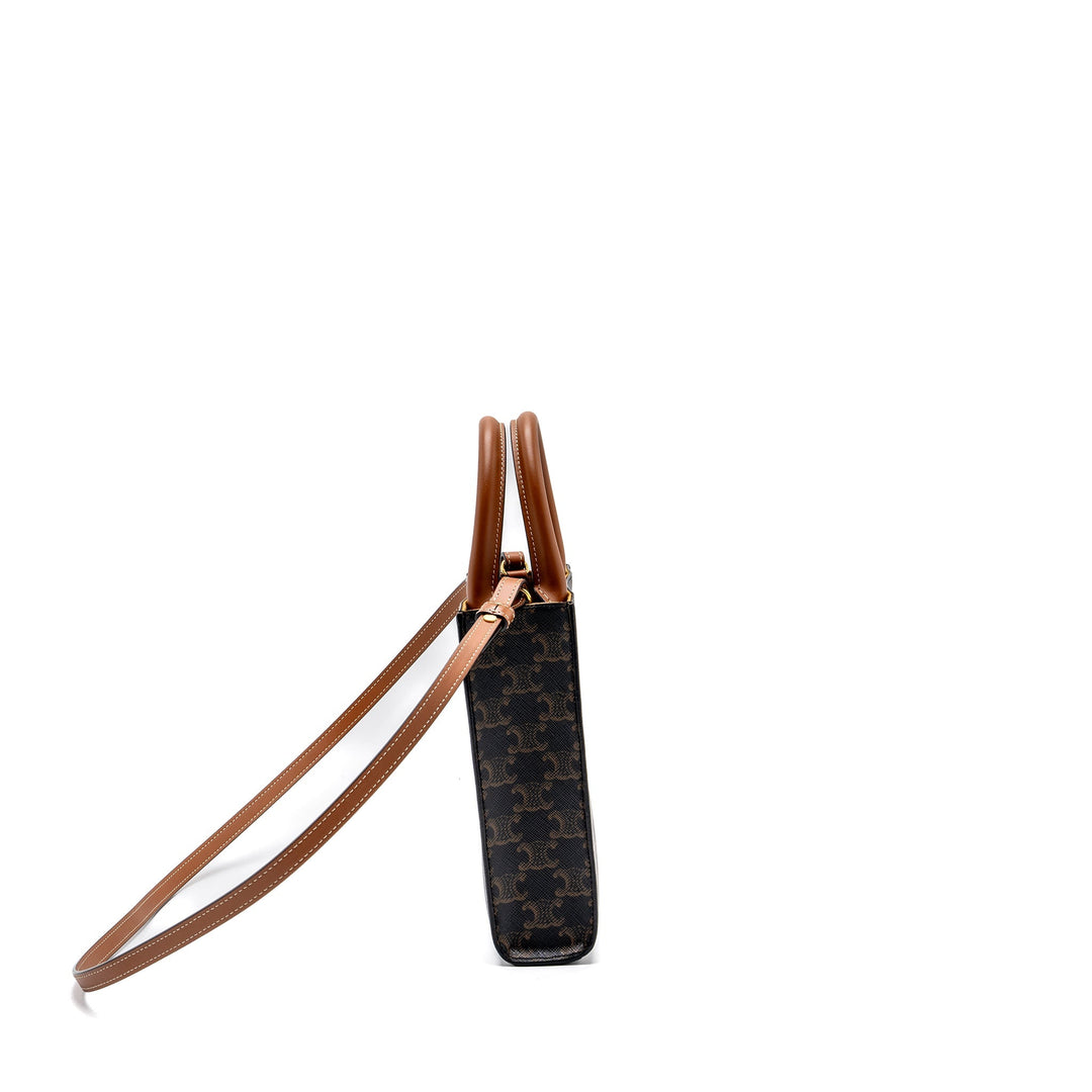 Top Quality Celine Mini Vertical Cabas Triomphe Canvas Brown