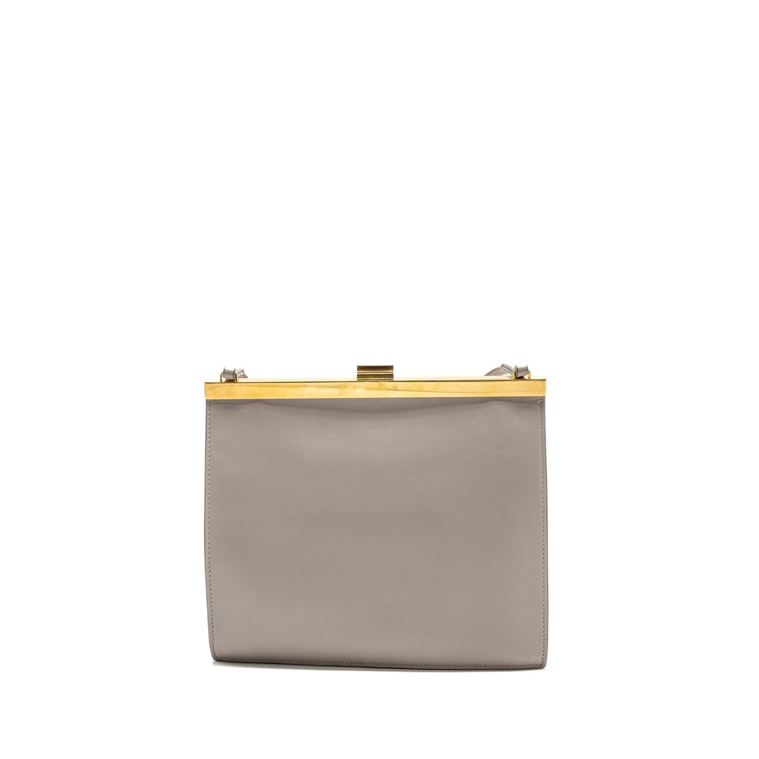 Celine mini clasp shoulder bag light grey leather
