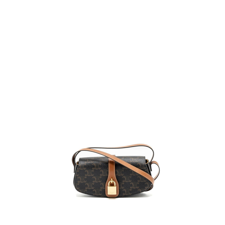 Celine Clutch On Strap Tabou Triomphe Canvas/ Calfskin Tan