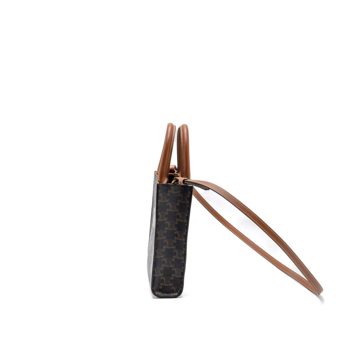 Celine Mini Vertical Cabas Triomphe Canvas Brown
